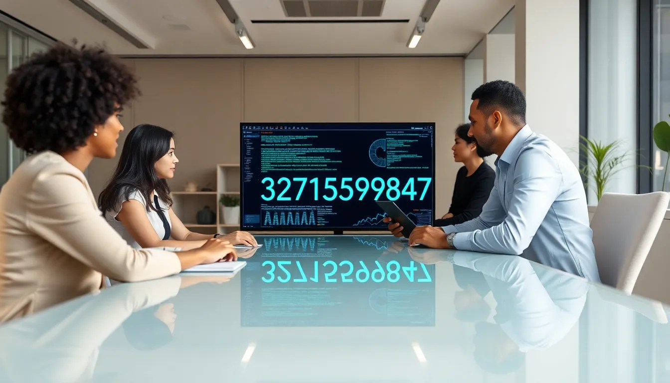 diverse team discussing data analysis in a modern office.